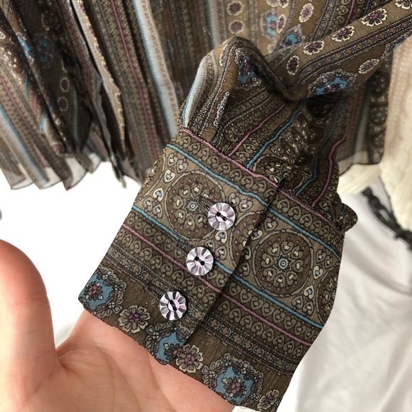 BADGLEY MISCHKA/ silk paisley bow blouse - Picture 2 of 7